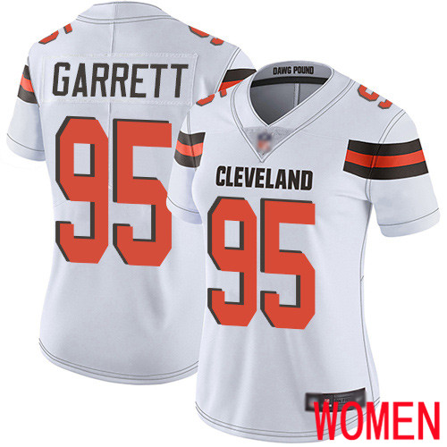 Cleveland Browns Myles Garrett Women White Limited Jersey #95 NFL Football Road Vapor Untouchable->women nfl jersey->Women Jersey